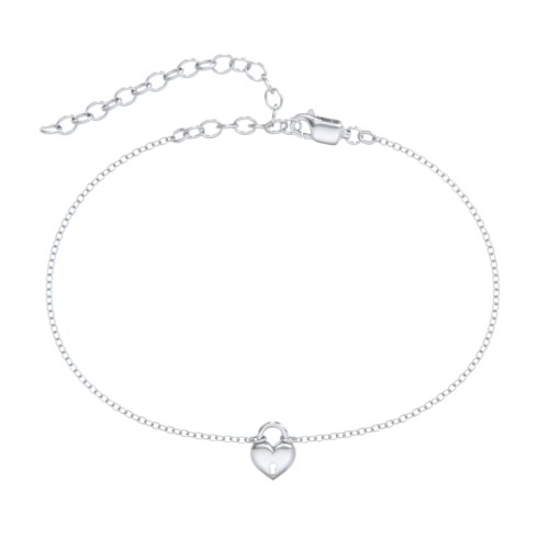 Heart Padlock Anklet – Sterling Silver