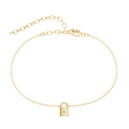 Padlock Anklet with Accent Stone