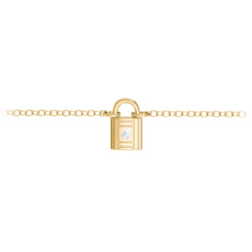 Padlock Anklet with Accent Stone – 18K Gold Plated Silver with Diamond