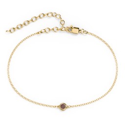Bezel-Set Round Stone Station Anklet in 18K Gold Plated Silver with Garnet, Ruby, Emerald, Pink Tourmaline, Blue Topaz, and Smokey Quartz