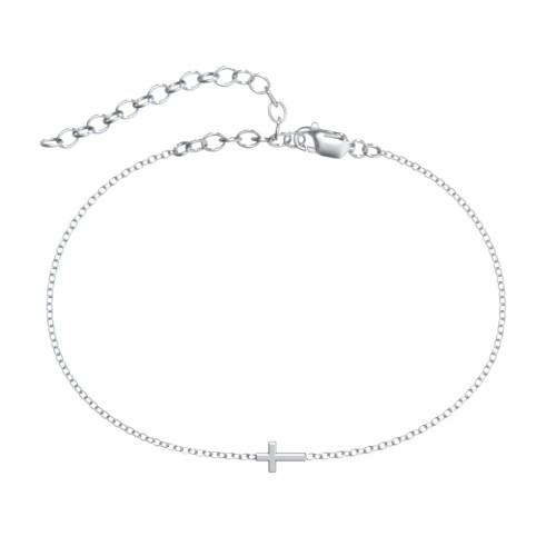 Cross Anklet – Sterling Silver