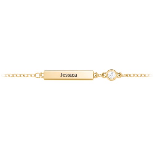 Petite Bar Anklet with Bezel Set Stone – 18K Gold Plated Silver with Diamond