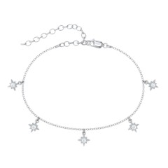 Starburst Charm Anklet – Sterling Silver with White Premium Zirconia