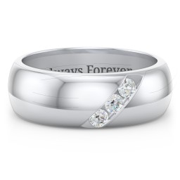 Men's Triple Stone Grooved Ring