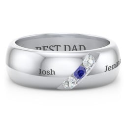 Men's Triple Stone Grooved Ring