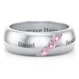 Men's Triple Stone Grooved Ring