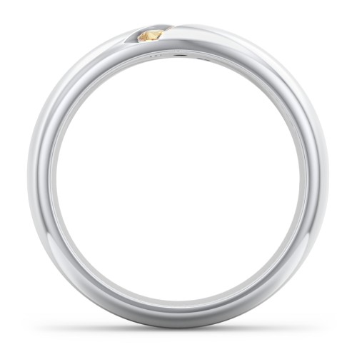 Men's Triple Stone Grooved Ring – Sterling Silver with Citrine