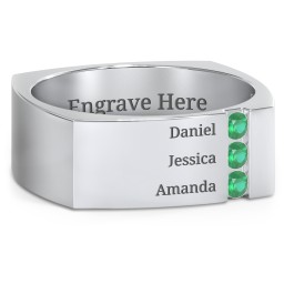 Men's Cache Square-shaped Gemstone Ring in 925 Sterling Silver with Emerald