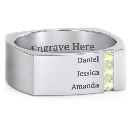 Men's Cache Square-shaped Gemstone Ring in 925 Sterling Silver with Peridot