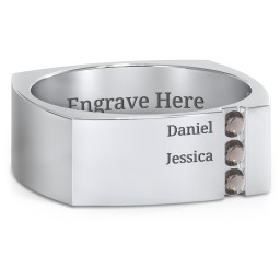Men's Cache Square-shaped Gemstone Ring in 925 Sterling Silver with Smokey Quartz