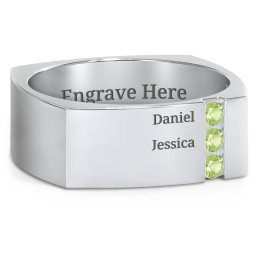 Men's Cache Square-shaped Gemstone Ring in 925 Sterling Silver with Peridot