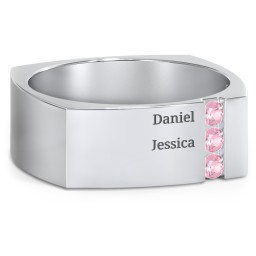 Men's Cache Square-shaped Gemstone Ring in 925 Sterling Silver with Pink Tourmaline