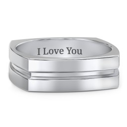 Men's Fissure Grooved Square-shaped Ring