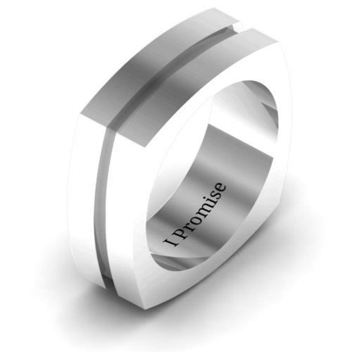 Men's Fissure Grooved Square-shaped Ring