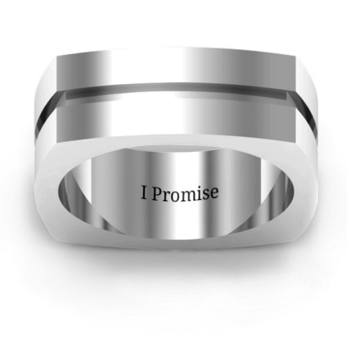 Men's Fissure Grooved Square-shaped Ring