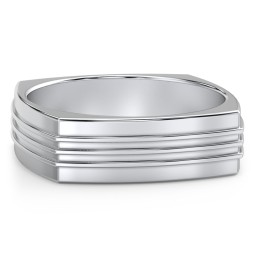 Men's Bridge Grooved Square-shaped Ring