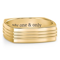 Men's Bridge Grooved Square-shaped Ring