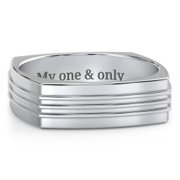 Men's Bridge Grooved Square-shaped Ring