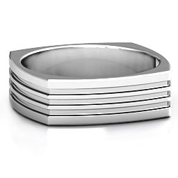 Men's Stria Grooved Square-shaped Ring