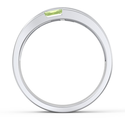 Men's Double Baguette Ring – Sterling Silver with Peridot