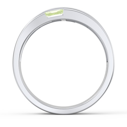 Men's Double Baguette Ring – Sterling Silver with Peridot