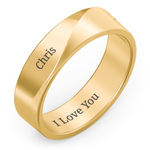Men's Ridge Diagonal Peak Ring – 10K Yellow Gold