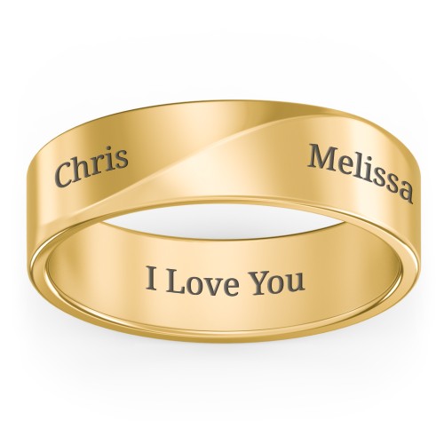 Men's Ridge Diagonal Peak Ring – 10K Yellow Gold