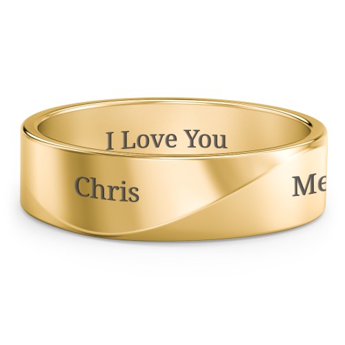 Men's Ridge Diagonal Peak Ring – 10K Yellow Gold