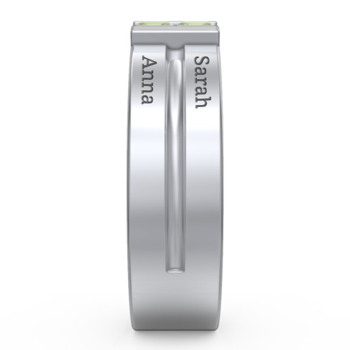 Men's Engravable 4 Stone Grooved Ring