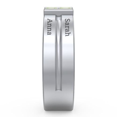 Men's Engravable 4 Stone Grooved Ring