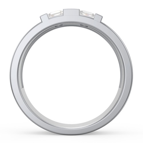 Men's Engravable 4 Stone Grooved Ring