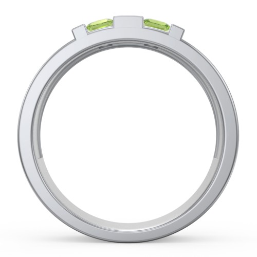 Men's Engravable 4 Stone Grooved Ring