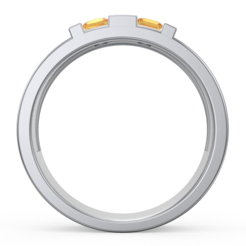 Men's Engravable 4 Stone Grooved Ring