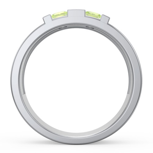 Men's Engravable 4 Stone Grooved Ring