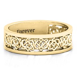 Men's Half Eternity Celtic Ring in 10K Solid Yellow Gold