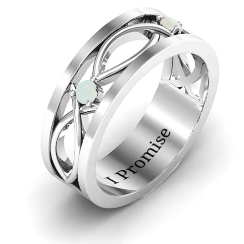Men's Classic Fish Ring – Sterling Silver with Opal