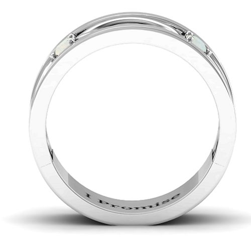 Men's Classic Fish Ring – Sterling Silver with Opal