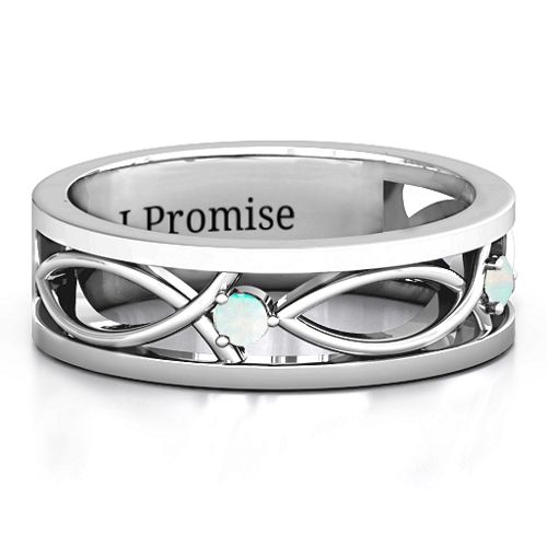 Men's Classic Fish Ring – Sterling Silver with Opal