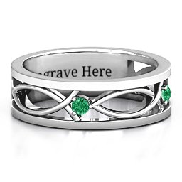 Men's Classic Fish Ring in 925 Sterling Silver with Emerald