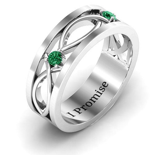 Men's Classic Fish Ring – Sterling Silver with Emerald