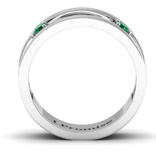 Men's Classic Fish Ring – Sterling Silver with Emerald