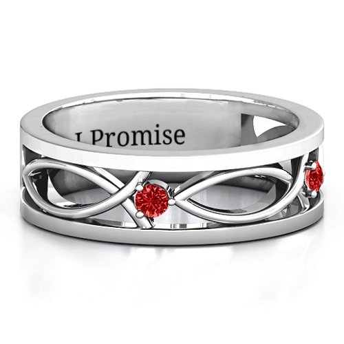 Men's Classic Fish Ring – Sterling Silver with Garnet
