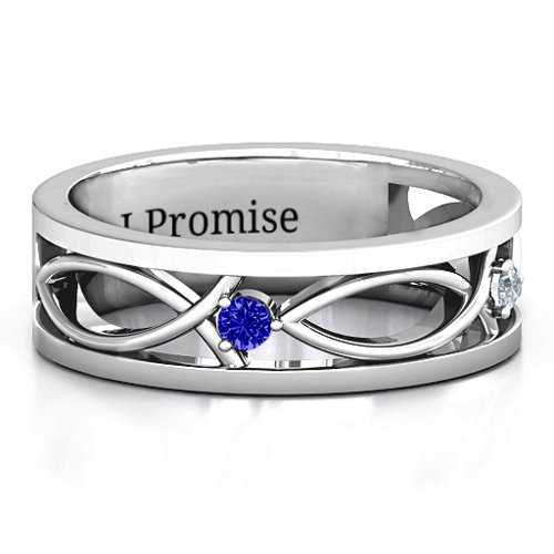 Men's Classic Fish Ring – Sterling Silver with Blue Sapphire and Cubic Zirconia
