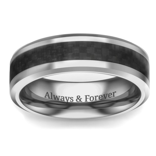 Men's Tungsten Ring with Carbon Fiber Inlay