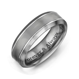 Men's Beveled Edged Brushed Tungsten Ring