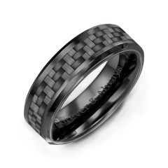 Men's Nightfall Ceramic 8mm Ring with Grey Carbon Fiber Inlay – Ceramic