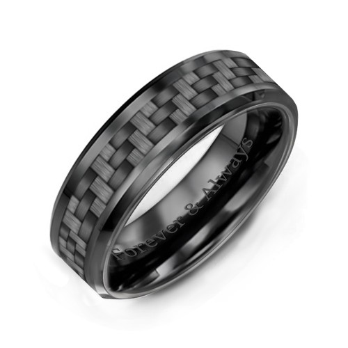 Men's Nightfall Ceramic 8mm Ring with Grey Carbon Fiber Inlay – Ceramic