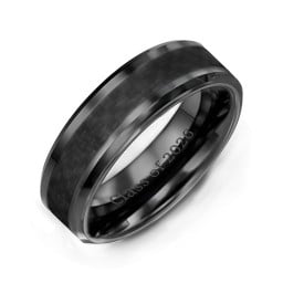 Men's Nightfall Ceramic 8mm Ring with Carbon Fiber Inlay