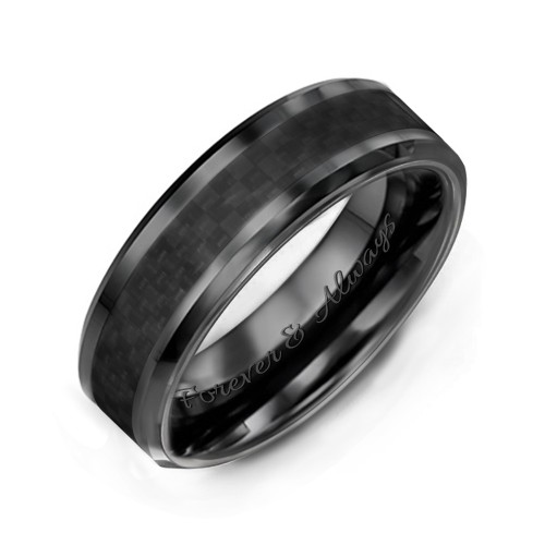 Men's Nightfall Ceramic 8mm Ring with Carbon Fiber Inlay