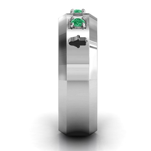 Men's Judaica Ring – Sterling Silver with Emerald